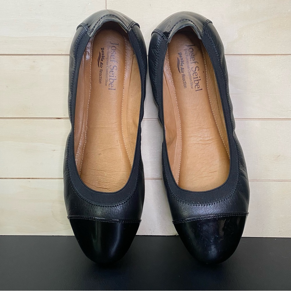 Josef Seibel Pippa Ballet Flats Women's Size 9 Shoes EU40 Black Leather Cap Toe - Picture 7 of 11